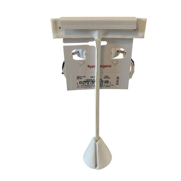 Matte Silver Toned Denim Hoop Earrings - Picture 4 of 5